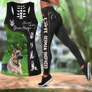 Fashion 3D Print Loomade Armastus saksa Lambakoer Naiste Õõnes Tanktop & Legging Jaoks Hipster Vaba aja veetmise Naiste Sexy Vesti Riided S-504