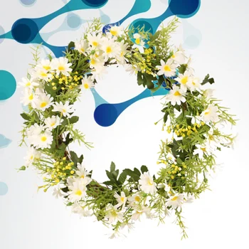 Simulatsioon Daisy Rippuvad Vanik Lill Seina Riputamise Kodu Ukse Teenetemärgi Festival Ornament (Chrysanthemum Pärg 35cm, Valge)