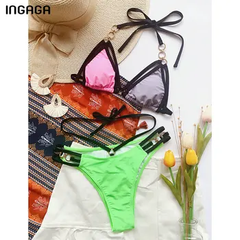 INGAGA Seksikas Bikinis Naiste Ujumistrikood Segast Supelrõivad Naiste Lõigatud Biquini Rihm Päitsed trikoo 2021 Ringi Bikiinid Komplekti