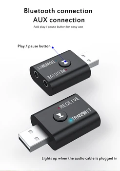 Bluetooth-5.0 Adapter USB Wireless Bluetooth-Saatja-Vastuvõtja Muusika, Audio-PC-TV-Auto Käed-vabad 3,5 mm AUX Adaptador