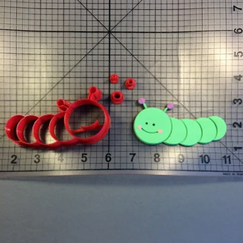 Cartoon Caterpillar Cookie Kutter Köök Küpsetamine Tarvikud Kook Jäätumine Teenetemärgi Tööriista Komplekt 3D Custom Trükitud Pitser