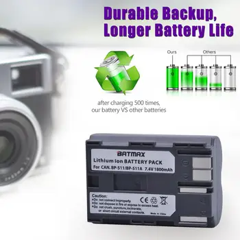 Batmax BP-511, BP-511A BP-511 Aku+LED USB Dual Laadija koos C-Tüüpi Port Canon EOS 40D 300D 5D 20D 30D 50D