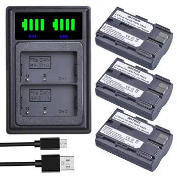 Batmax BP-511, BP-511A BP-511 Aku+LED USB Dual Laadija koos C-Tüüpi Port Canon EOS 40D 300D 5D 20D 30D 50D