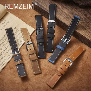 REMZEIM Vintage Käsitsi valmistatud Ehtne Nahk Kella Rihm Watch Band Rihm Koos Soild Lukk Cowhide Vaadata Turvavöö 20 mm 22 mm 24 mm