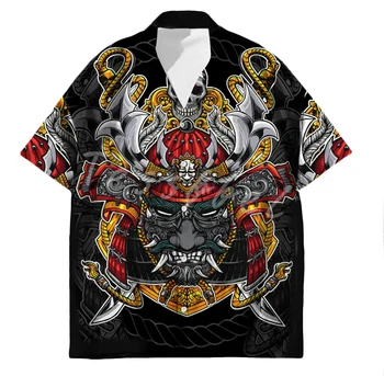 Tessffel Samurai Jaapani Tattoo 3D Print Meeste Havai Särgid Beach Särk Mood Suvel Harajuku Casual Liiga Streetwear S29