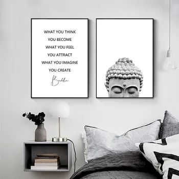Zen Buda Kuju Lõuend Seina Art Print Motiveerivat Hinnapakkumistele Plakat Must Valge Pilt Buda Maali Kaasaegse Kodu Kaunistamiseks