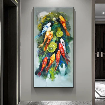 Kalad õlimaal Trükitud Lõuend Trükib Koi Loomade Plakatid Seina Art Pilte elutuba Kaasaegse Kodu Kaunistamiseks Maalid