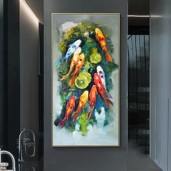Kalad õlimaal Trükitud Lõuend Trükib Koi Loomade Plakatid Seina Art Pilte elutuba Kaasaegse Kodu Kaunistamiseks Maalid