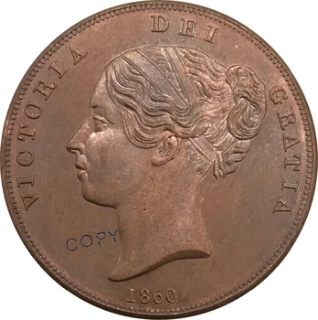 1860 Ühendkuningriigi 1 Üks Penn Victoria 1. portree Punane Vask kollektsiooni Eksemplar Mündi