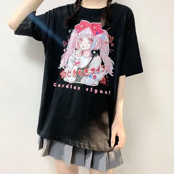 Jaapani Streetwear Graafiline Tee Anime T-Särgid Kawaii Riided Lotendav T-Särk Naiste Harajuku Gooti Punk Riided
