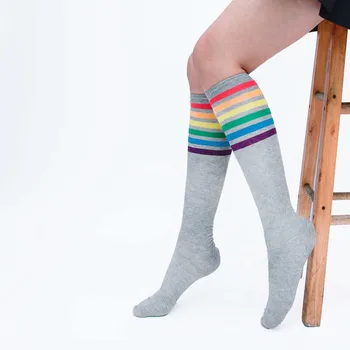 Uus Naiste Reie Kõrge Sokid Lady Vikerkaar Triip Tüdrukud Pikk Boot Socking Üle Põlve, Reie Kõrge Talvel Soe Tahke Seksikas Sukad