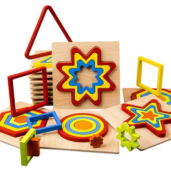 DIY Creative 3D Puidust Puzzle Geomeetrilise Kujuga Pusle Luure Arendada Montessori Haridus Mänguasjad Lastele, Lapsed, Beebi