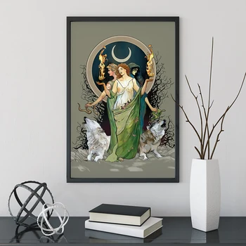 Kuu Hecate Jumalanna Lõuendile Maali Poster Print Salapärane Hecate Witchy Seina Art Pilte Kaasaegne Elutuba Home Decor