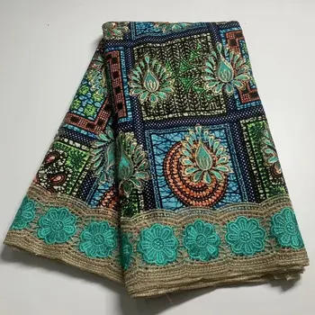 Uus Disain Nigeeria Batik Vaha Kangas Kvaliteetne Tikitud Aafrika Ankara Materjali Guipure Pits Kleit Õmblusmasinad ZQL20