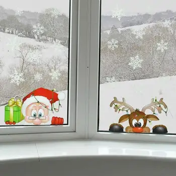 Lumehelves Santa Põder Jõulud Värvikas Staatiline Klaas Kleebis Aknas Kodu Kaunistamiseks Xmas seina kleebised