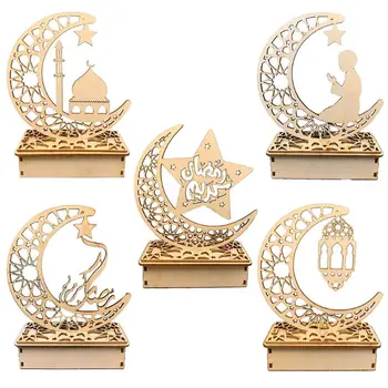 2020. aasta Uus Eid Mubarak Ramadan DIY Puidust LED Dekoratiivne Light Kuu Islam Rippuvad Ripats Kodus Toas Laua Kaunistamiseks Käsitöö