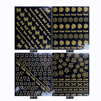 Küüned Foolium Holograafiline Kuld 3D Nail art Kleebise Liim Metalli Laine Riba kleebised teenetemärgid