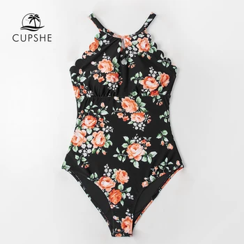 CUPSHE Must Lilleline Ühes Tükis Ujumistrikoo Seksikas U-kaeluse Rist Tagasi Naiste Monokini 2021 Uus Beach ujumispüksid Supelrõivad