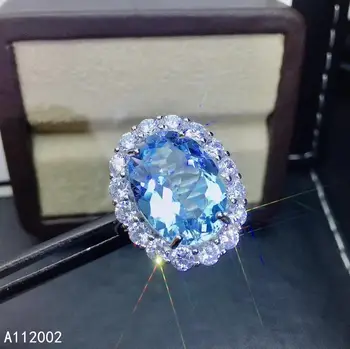 KJJEAXCMY trahvi ehteid looduslik sinine topaas 925 sterling hõbe uued naiste reguleeritav gemstone ring toe testi armas