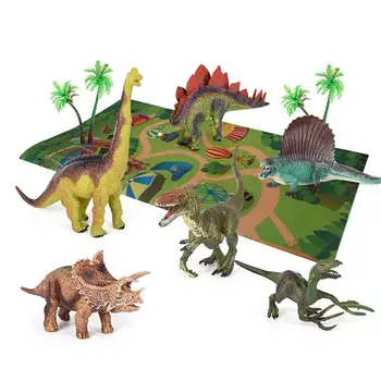 Dinosaurus Mänguasi Joonis w/ Tegevus Play Mat & Puud, Haridus Realistlik Dinosaurus Playset Luua Dino Maailma