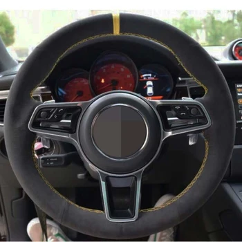 Auto Rooli Katta Käsitsi Õmmeldud Pehme Must Ehtne Nahk Seemisnahk Jaoks Porsche Macan Cayenne-2016