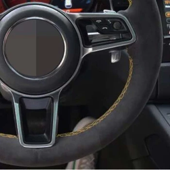 Auto Rooli Katta Käsitsi Õmmeldud Pehme Must Ehtne Nahk Seemisnahk Jaoks Porsche Macan Cayenne-2016