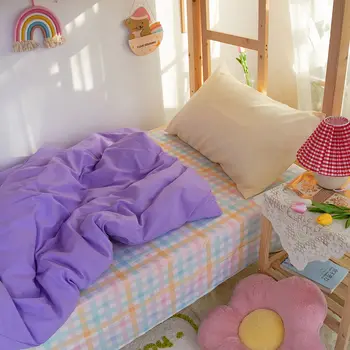 Kolmeosaline Jaapani voodi net punane tüdruk süda segada ja sobitada värviga üliõpilaste ühiselamu voodi lehel tekk katab kodutekstiili komplekt