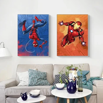 Marvel Superhero Anime Koomiks Värvimine Spiderman Lõuendile Maali Poster Print Seina Art Pilt elutuba Home Decor Cuadros