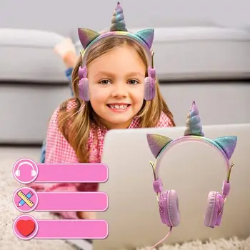 Ükssarvik 5.0 Bluetooth Kõrvaklapid Koos Mikrofoniga Armas Kõrvaklapid Tüdrukud Lapsed Kõrvaklapid Sülearvuti Mobiiltelefonides PC MP3 Tablett Audio Seadmed