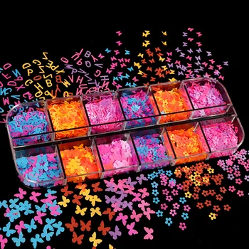 Päevavalgus Nail Art Glitter Helbed Liblikas Lill Tähed erineva Kujuga 3D Värvilised Litrid poola, Maniküür Küünte Kaunistamiseks