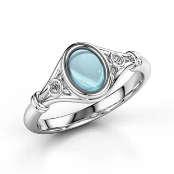 Hainon Klassikaline Ring, Ovaal Sky Blue Ring Crystal Naiste Hõbedast Värvi Pulma-Aastapäeva Sünnipäeva Ehted Ringi