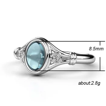 Hainon Klassikaline Ring, Ovaal Sky Blue Ring Crystal Naiste Hõbedast Värvi Pulma-Aastapäeva Sünnipäeva Ehted Ringi
