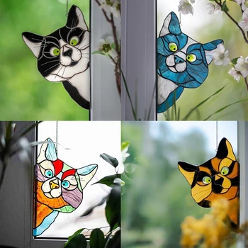 Lisatasu Aken, Tapeedid Päikest Püüdja - Piilumist Kass Stiilis Rippuvad kaunistused Väljas - suncatchers Windows