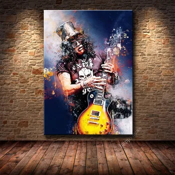 Räppar Rock Kitarrist Akvarell Kunsti Lõuend Maali High Definition Trükkimine Poster Art Elutuba, Magamistuba Teenetemärgi Maali