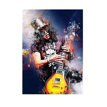 Räppar Rock Kitarrist Akvarell Kunsti Lõuend Maali High Definition Trükkimine Poster Art Elutuba, Magamistuba Teenetemärgi Maali