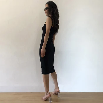 Boho Bodycon Kleit Naiste 2021 Spagetid Rihm Kleidid Naiste Suve Mood Vabaaja Must Seksikas Kleit Poole Varrukateta Sundresses