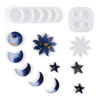 3tk korea Stiilis Star Moon Sun Kuju Vaik Hallitusseened Diy Crystal Kunsti Epoksü Planeedi Ripats Silikoon Hallituse Käsitöö Tegemise Vahendid