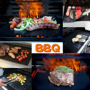 BBQ Grill Mati väljas Grill, Küpsetamine, Non-stick Pad Korduvkasutatavad küpsetusplaadile 40 * 33cm kuumuskindlusega Küpsetamine Matt BBQ Vahendid