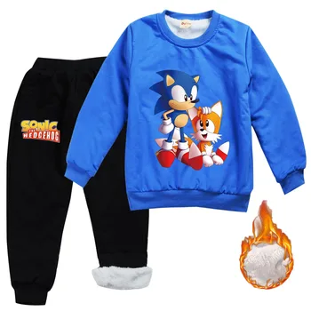 2-16 2021 Talve Riided Väikelapse Poiste Riided Set Kids Super Sonic Dressipluus Velvet Püksid 2tk Sportwear Kostüüm Tüdrukud Varustus
