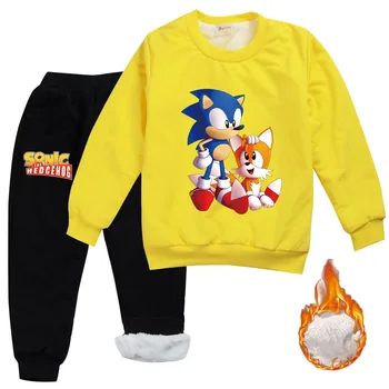 2-16 2021 Talve Riided Väikelapse Poiste Riided Set Kids Super Sonic Dressipluus Velvet Püksid 2tk Sportwear Kostüüm Tüdrukud Varustus