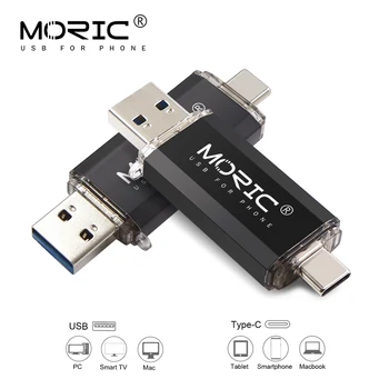 Moric 3.0 Type-C pendrive 128GB 64GB USB Flash Drive USB 3.0 High Speed 32GB 16GB Tüüp-C 3.0 TypeC Telefonid Tegelik pädevus