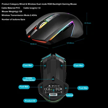 Rapoo Laetav Dual-Mode Gaming Mouse RGB Magic light 7D Programmeeritav PMW3325 Sensor Optiline Juhtmeta Hiirte Jaoks LOL/FPS Gamer