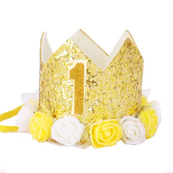 Loominguline kuld, roosa lill, crown sünnipäeva müts lapse sünnipäeva peep varba kingad kook müts glitter roosa digitaalse crown müts hulgimüük