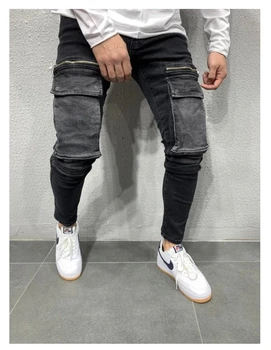 Meeste Veniv, Mitme tasku Kõhn Teksad meeste tasku lukuga pliiats Püksid 2020 fashion teksad, Vabaaja Püksid, Hip-hop sweatpants