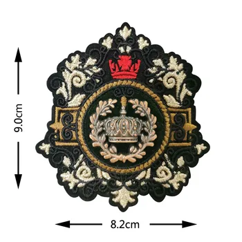 Tikand metallist plaaster embroideried crown lill plaastrid applique riided jope märgid riided QYC-2738