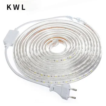 KeWL SMD 5050 AC220V Paindlik LED Strip Light 60leds/m Veekindel Led-Lindid LED Valgus, mis Pistik 1M/5M/10M/15M/20M