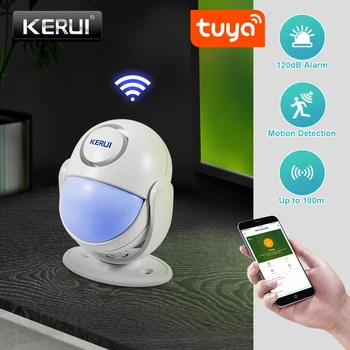 KERUI Tuya Smart Home Security WIFI Alarm Süsteem Töötab Alexa 120dB liikumisandurit Ukse Andur Valve Kaamera