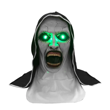 LED Õudus Nunn Maskid Uus Lateks Täielikult Katta Hirmutav Naine Vaimu Maskid Peas, Sall, Halloween Õhtu Pool Rekvisiidid Täiskasvanutele Kuuma