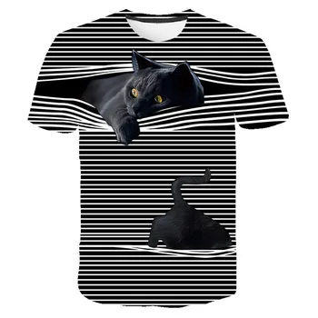 Naine Tshirts Topid Naistele 2020 3D Kass Prindi Casual T-Särgi Suvel Lühikesed Varrukad O-kaelus T-Särgid Mujer Camisetas Femme T-Särgid