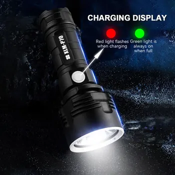 Uue Super Võimas XHP70 LED Taskulamp Alumiinium välisvalgustuse USB Laetav, Veekindel Lamp